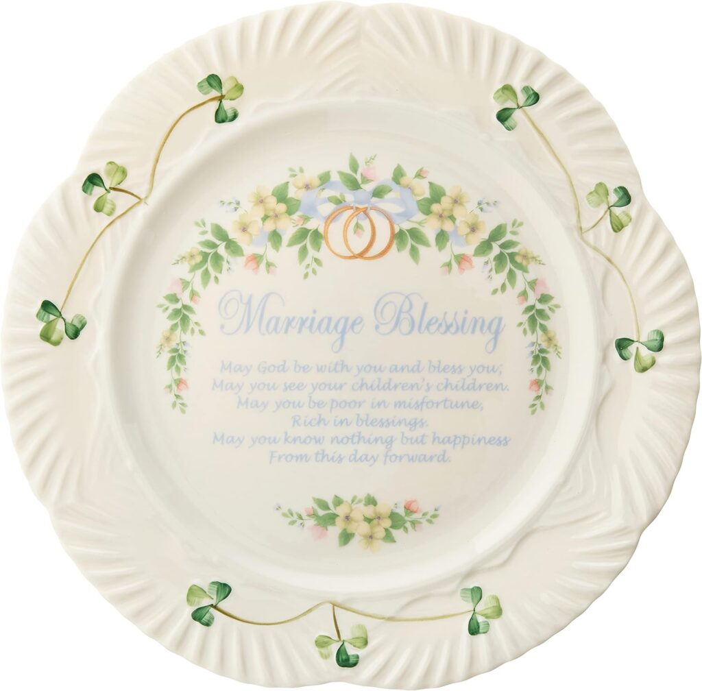 Belleek Marriage Blessing Plate, 9", White