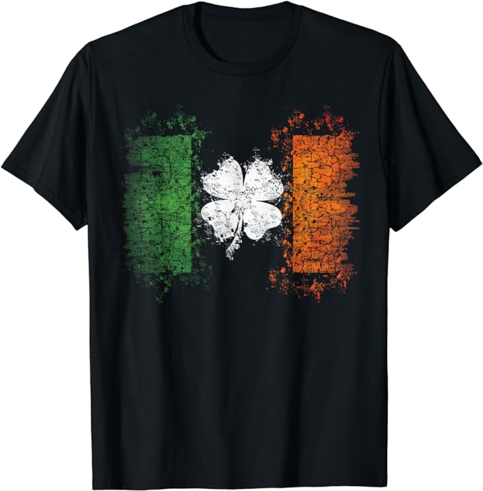 Irish flag Distressed Shamrock ST Patrick's Day T shirt gift