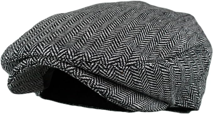 Men's Classic Herringbone Tweed Wool Blend Newsboy Ivy Hat